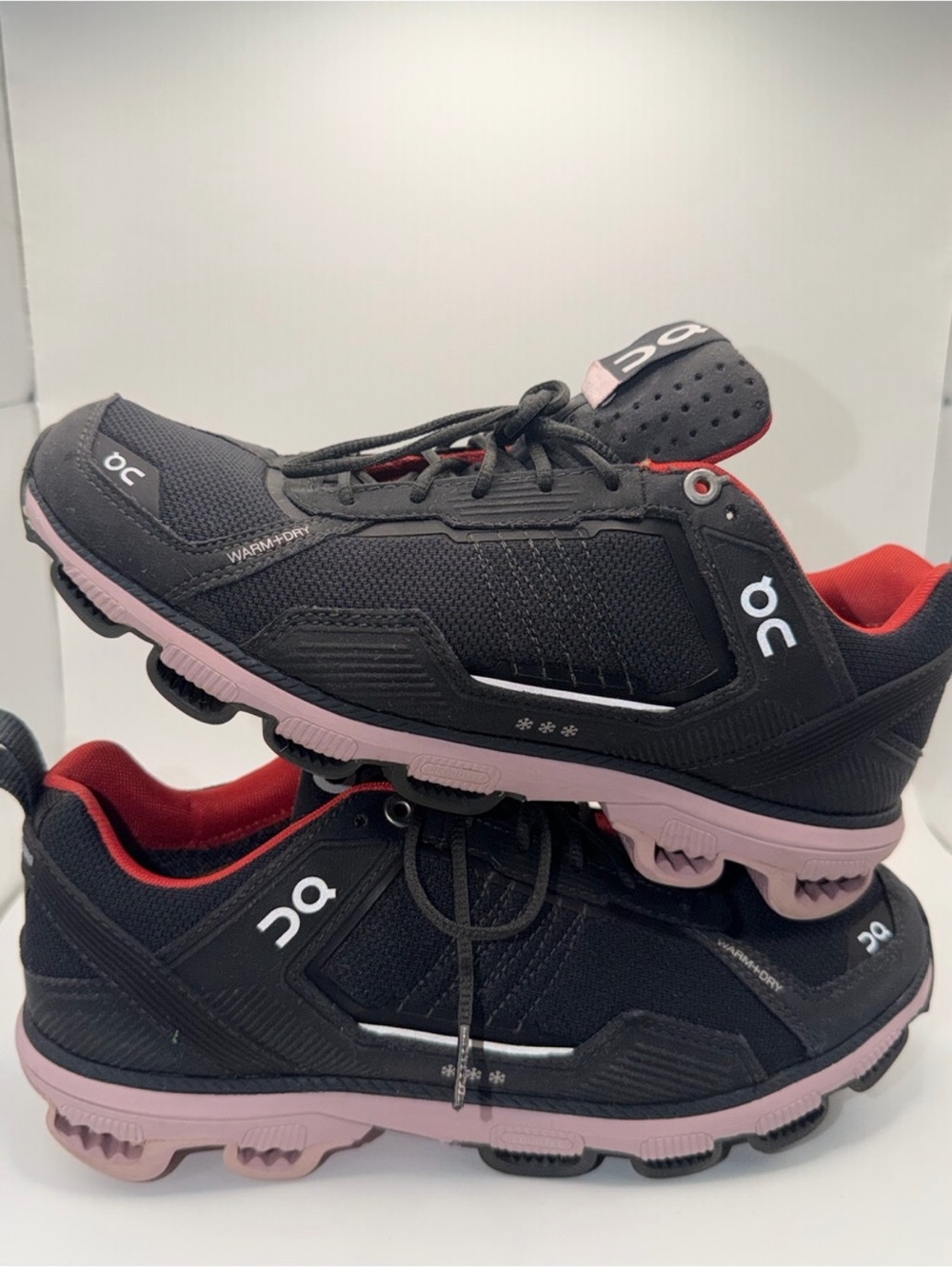 On Running Women's Black and Pink Athletic Running Shoes